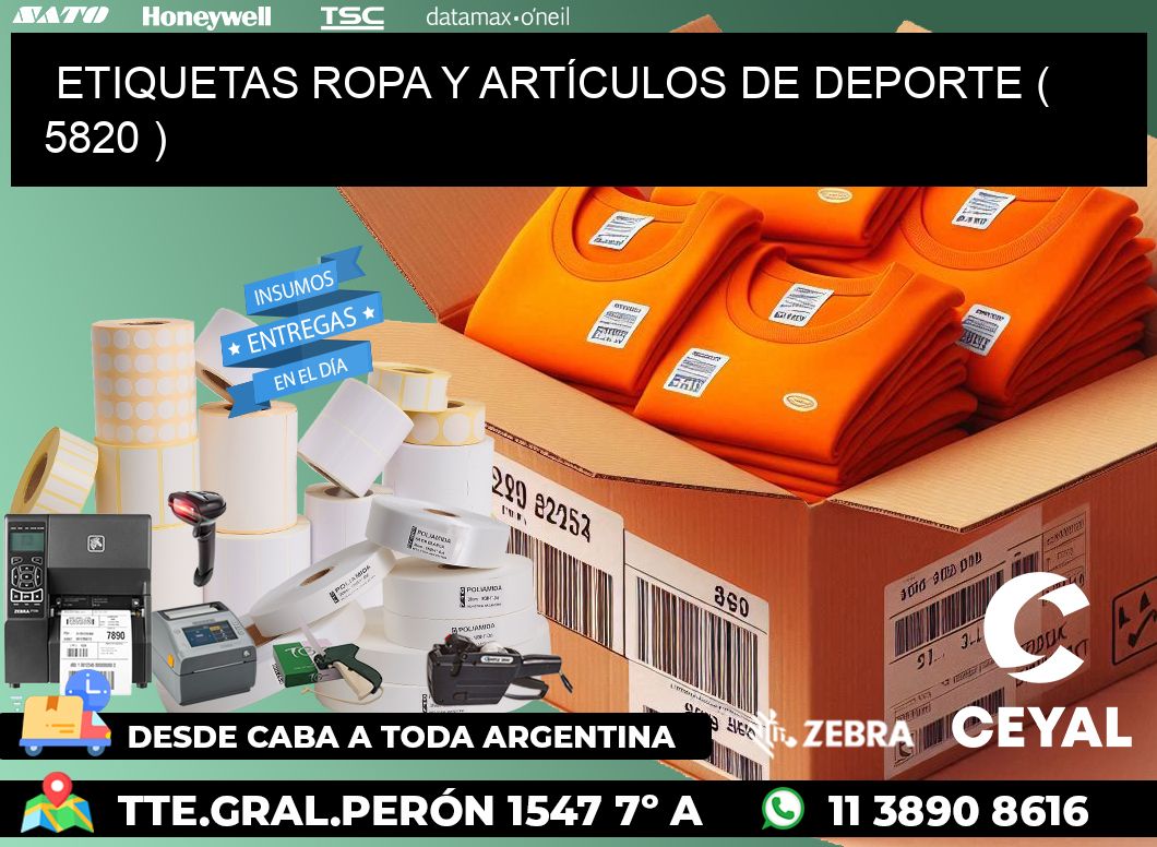 ETIQUETAS ROPA Y ARTÍCULOS DE DEPORTE ( 5820 )