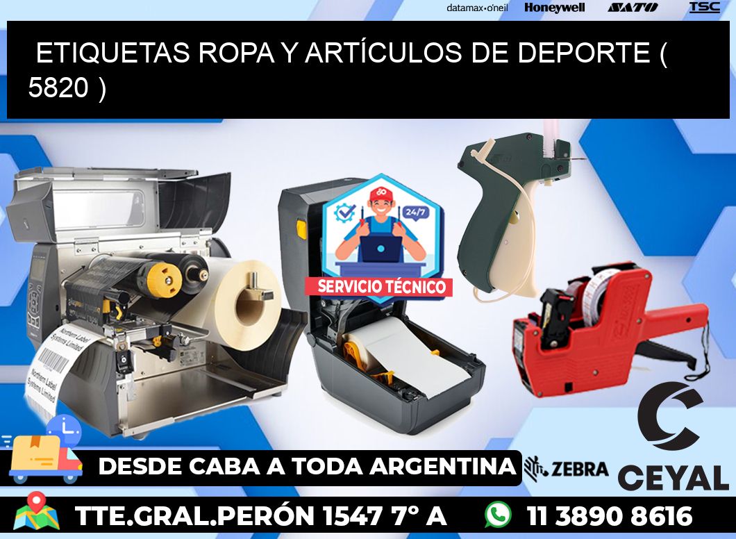 ETIQUETAS ROPA Y ARTÍCULOS DE DEPORTE ( 5820 )