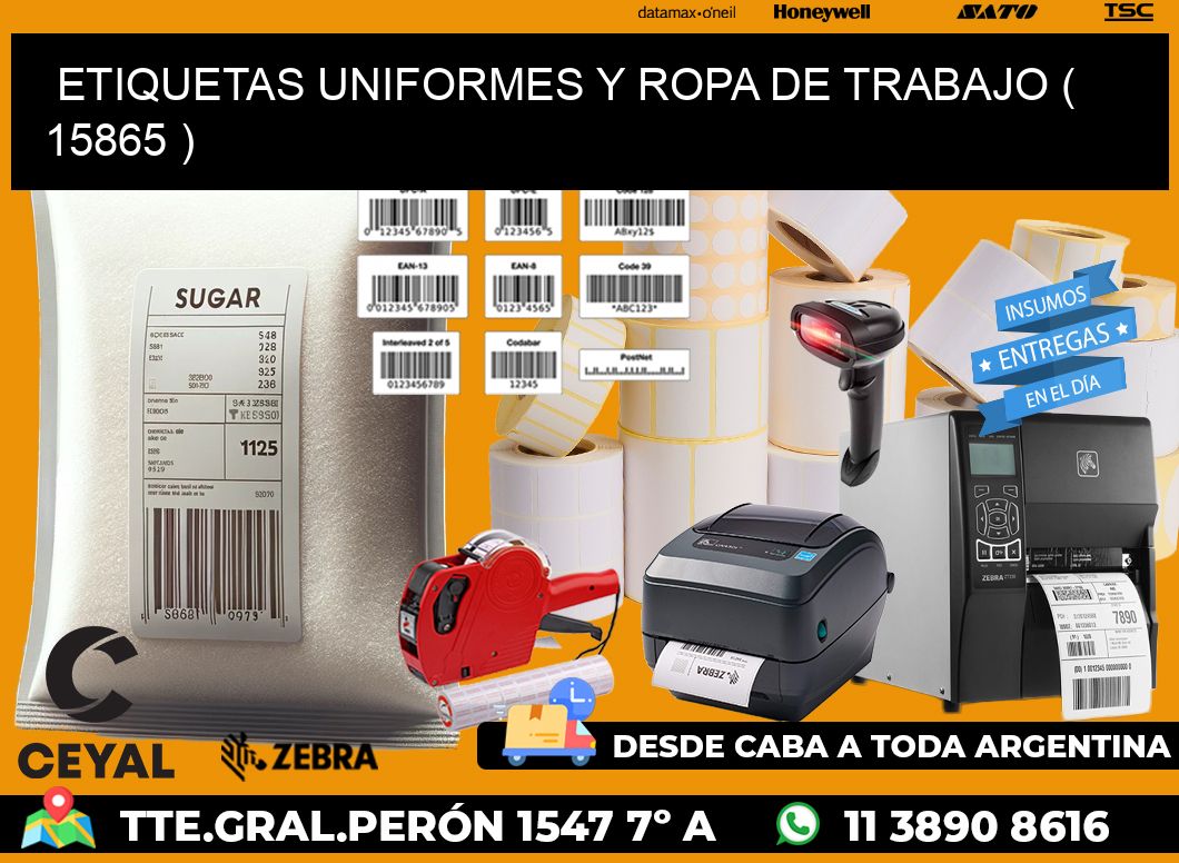 ETIQUETAS UNIFORMES Y ROPA DE TRABAJO ( 15865 )