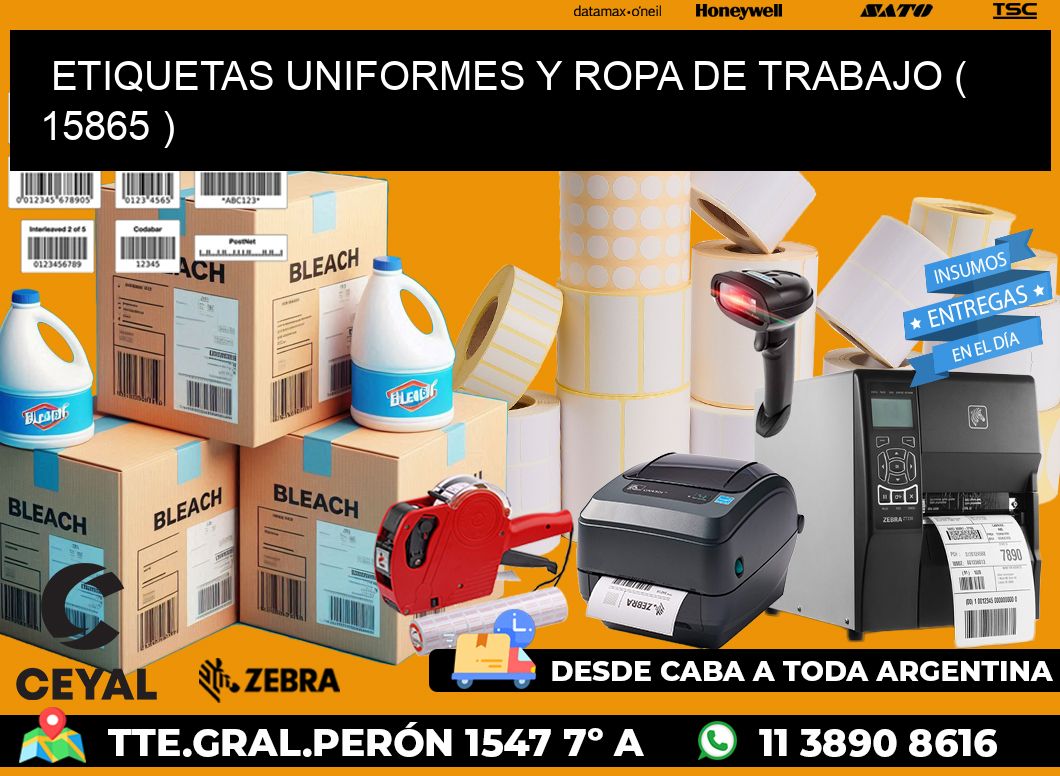 ETIQUETAS UNIFORMES Y ROPA DE TRABAJO ( 15865 )