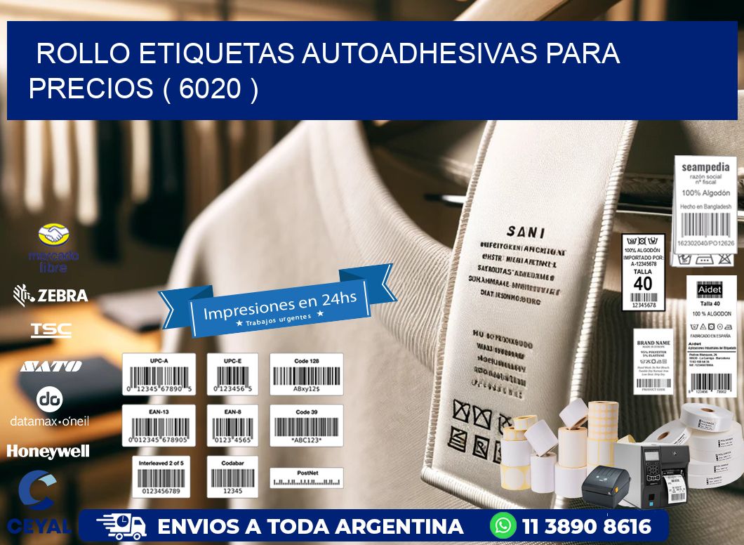 ROLLO ETIQUETAS AUTOADHESIVAS PARA PRECIOS ( 6020 )