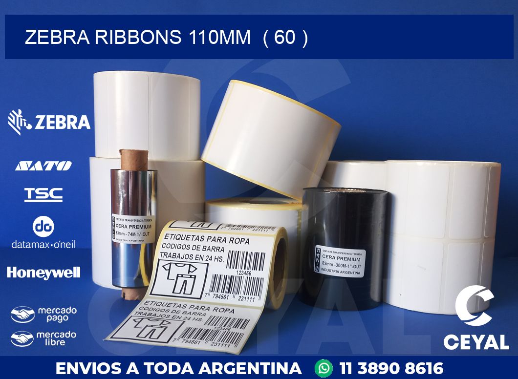 ZEBRA RIBBONS 110MM  ( 60 )