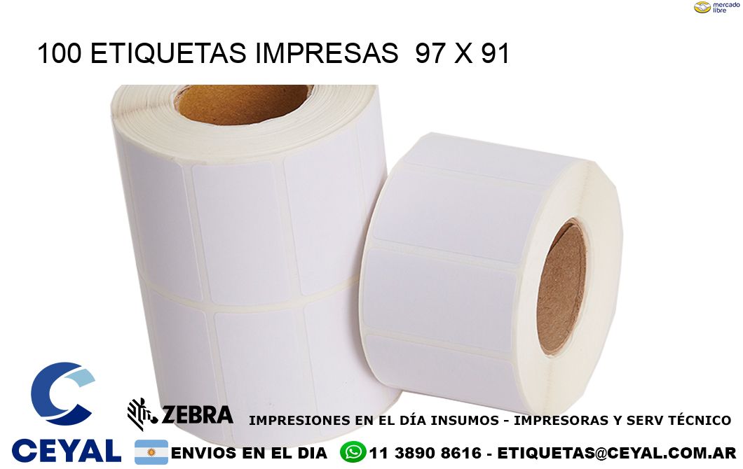 100 ETIQUETAS IMPRESAS  97 x 91