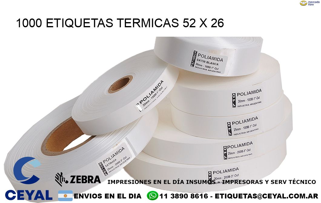 1000 ETIQUETAS TERMICAS 52 x 26