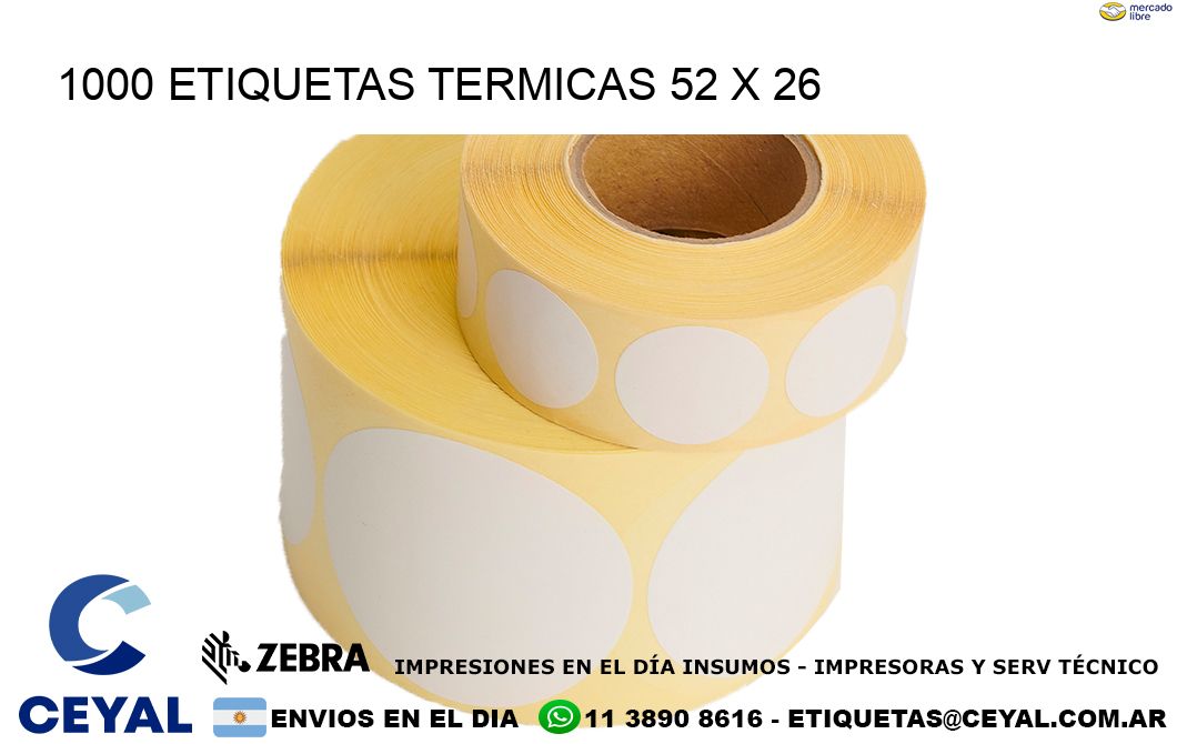 1000 ETIQUETAS TERMICAS 52 x 26