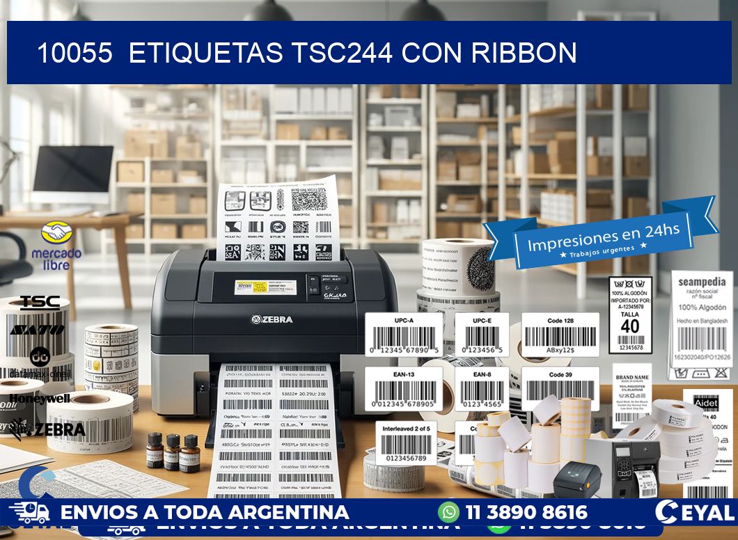 10055  ETIQUETAS TSC244 CON RIBBON