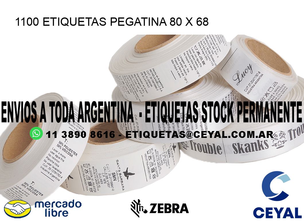 1100 ETIQUETAS PEGATINA 80 x 68