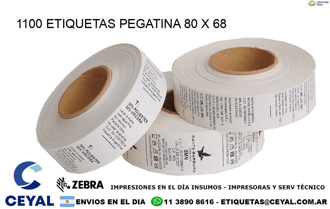 1100 ETIQUETAS PEGATINA 80 x 68