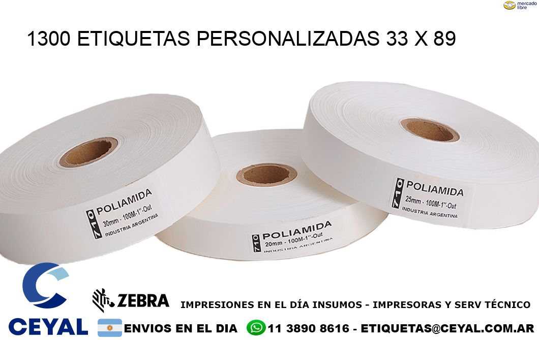 1300 ETIQUETAS PERSONALIZADAS 33 x 89