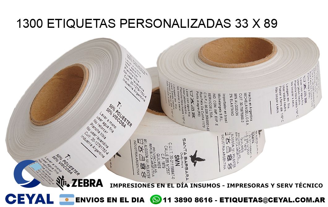 1300 ETIQUETAS PERSONALIZADAS 33 x 89