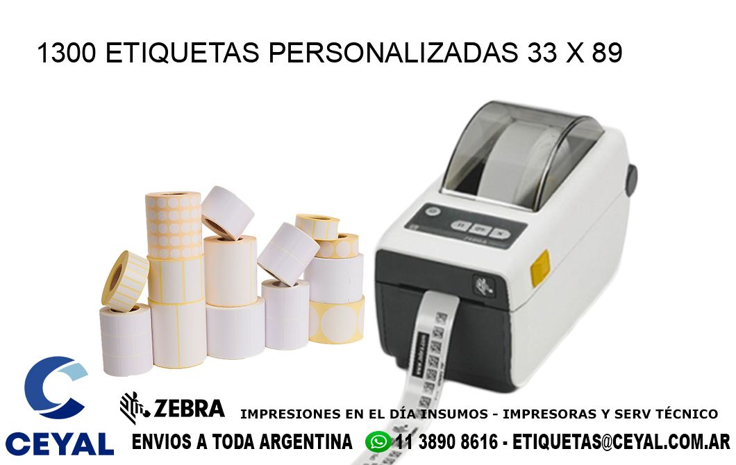 1300 ETIQUETAS PERSONALIZADAS 33 x 89