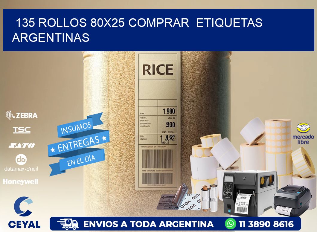 135 ROLLOS 80X25 COMPRAR  ETIQUETAS ARGENTINAS