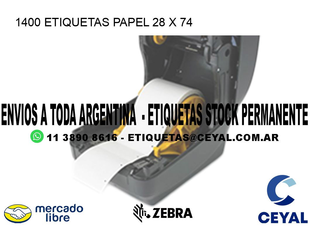 1400 ETIQUETAS PAPEL 28 x 74