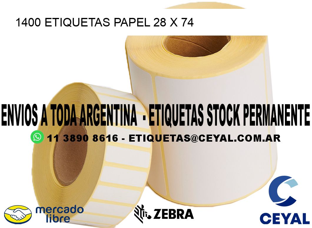 1400 ETIQUETAS PAPEL 28 x 74