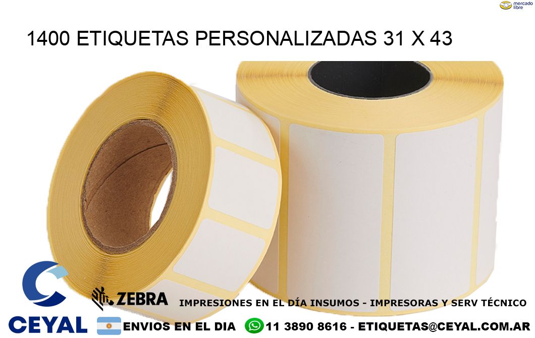 1400 ETIQUETAS PERSONALIZADAS 31 x 43