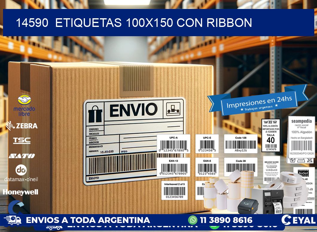 14590  ETIQUETAS 100X150 CON RIBBON