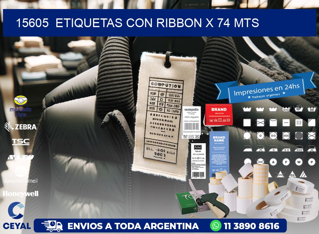 15605  ETIQUETAS CON RIBBON X 74 MTS