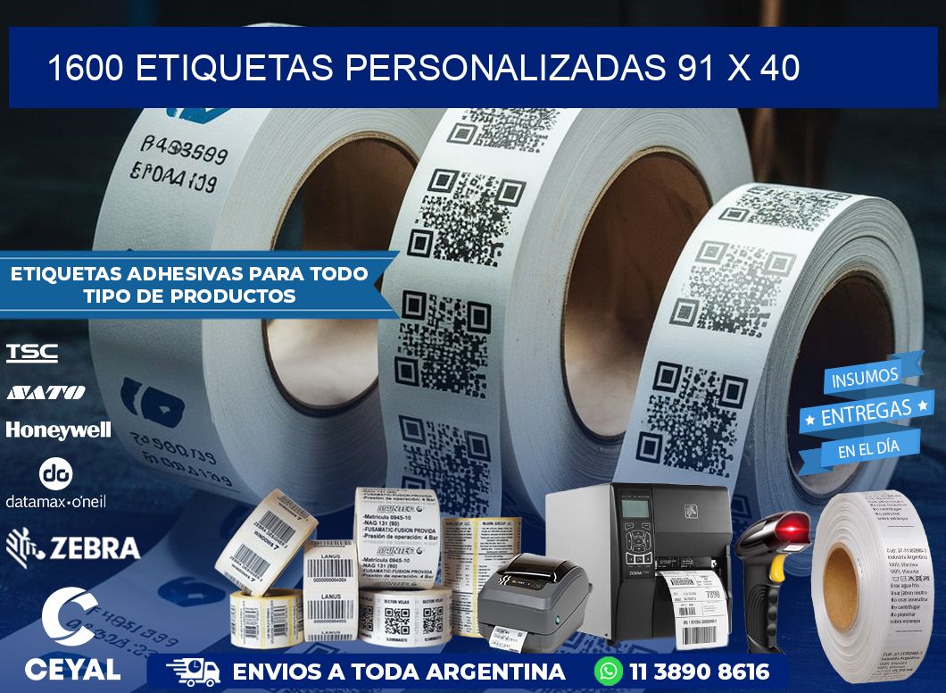 1600 ETIQUETAS PERSONALIZADAS 91 x 40