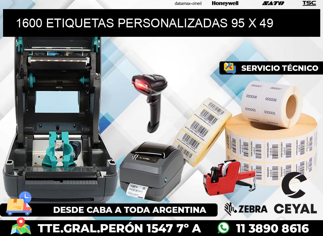 1600 ETIQUETAS PERSONALIZADAS 95 x 49