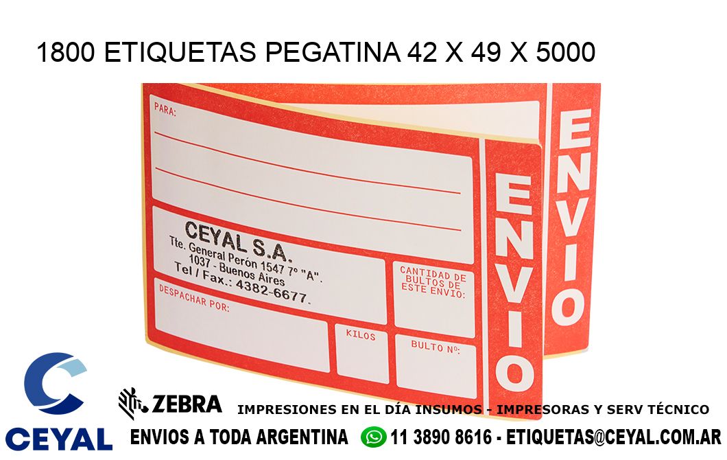 1800 ETIQUETAS PEGATINA 42 x 49 x 5000