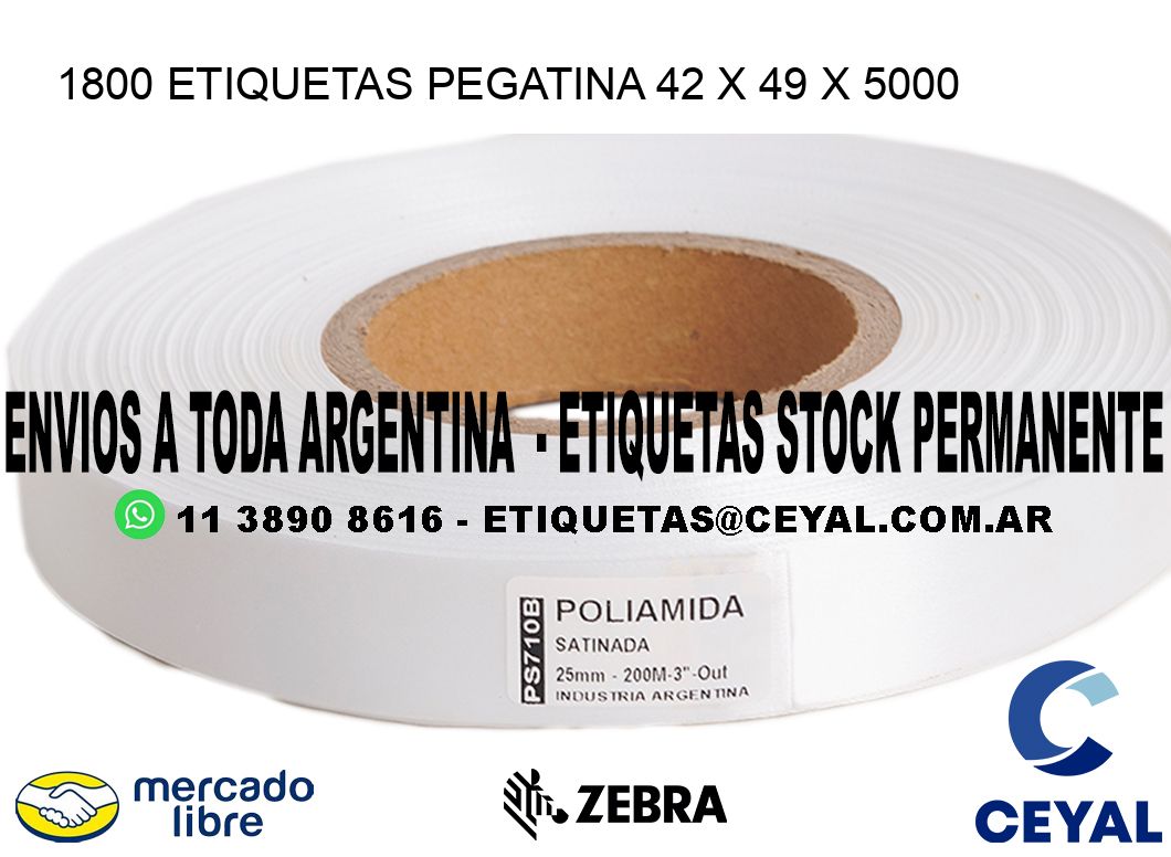 1800 ETIQUETAS PEGATINA 42 x 49 x 5000