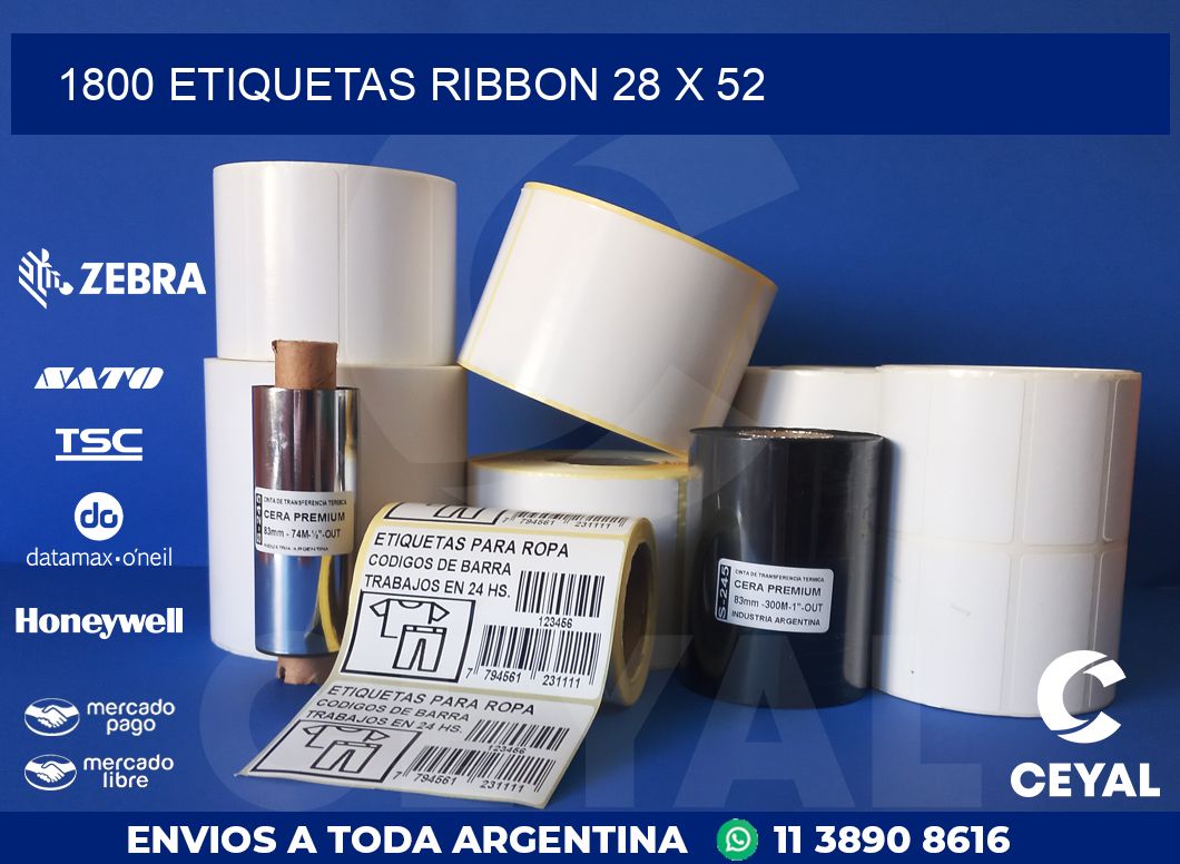 1800 ETIQUETAS RIBBON 28 x 52