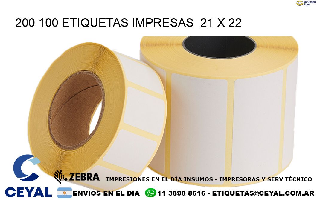 200 100 ETIQUETAS IMPRESAS  21 x 22