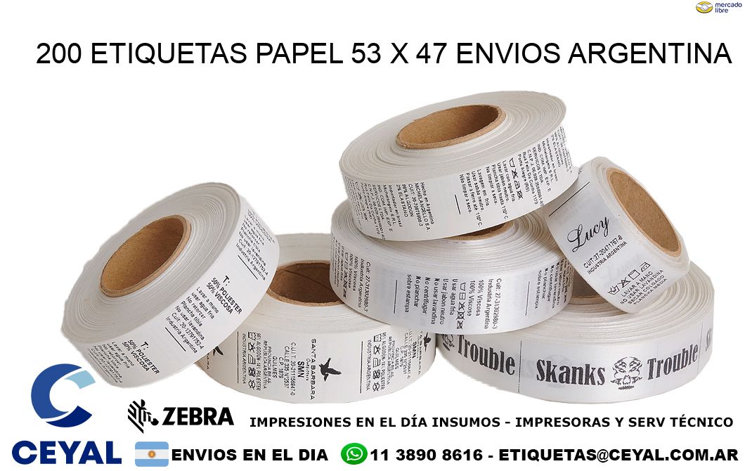 200 ETIQUETAS PAPEL 53 x 47 ENVIOS ARGENTINA