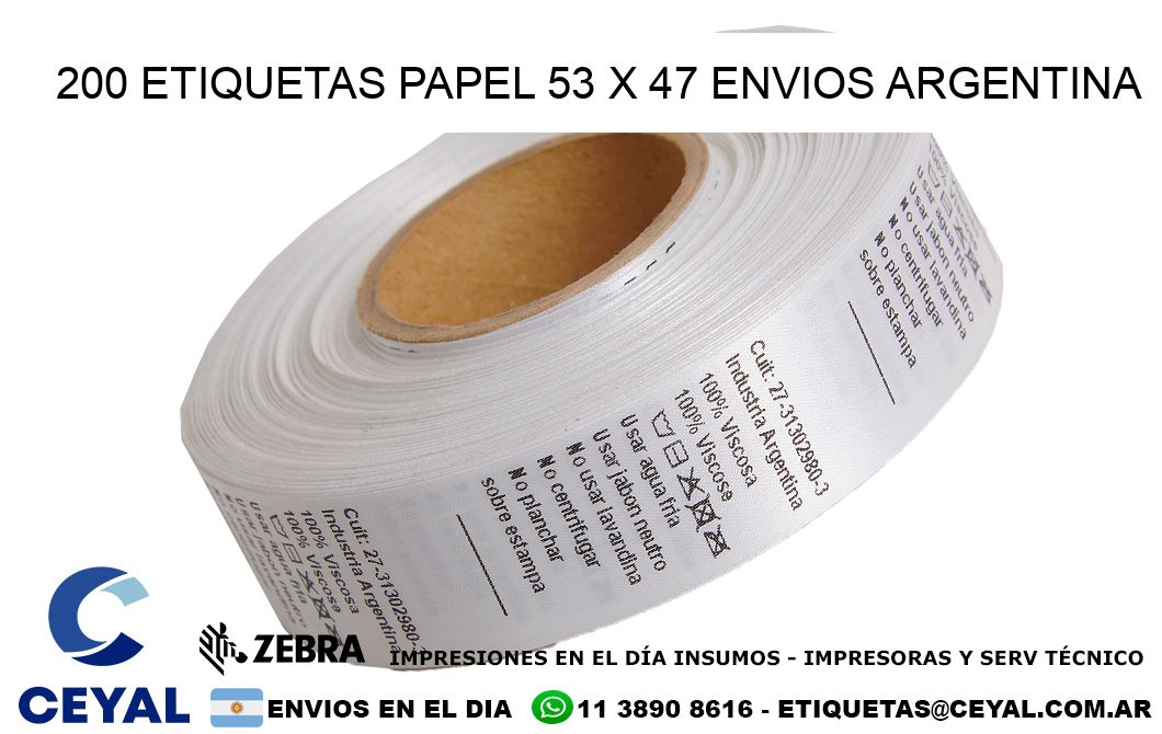 200 ETIQUETAS PAPEL 53 x 47 ENVIOS ARGENTINA