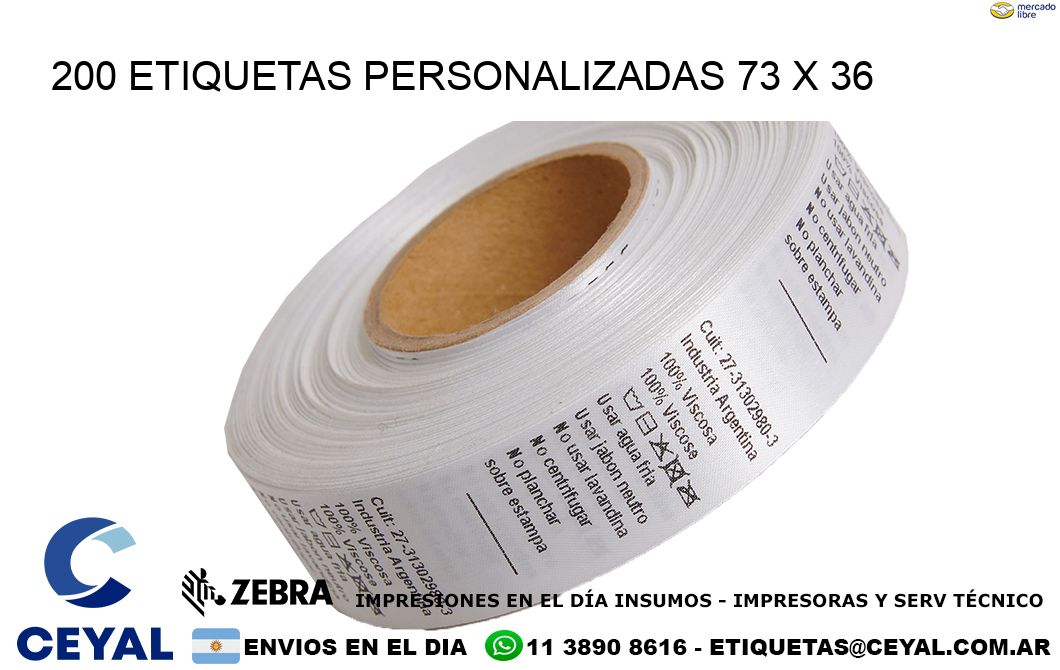 200 ETIQUETAS PERSONALIZADAS 73 x 36