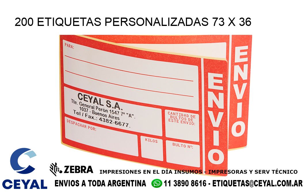 200 ETIQUETAS PERSONALIZADAS 73 x 36