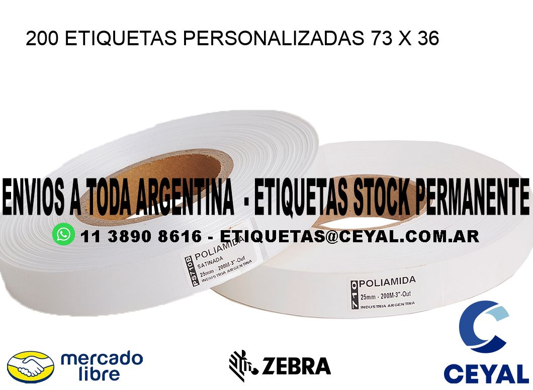 200 ETIQUETAS PERSONALIZADAS 73 x 36