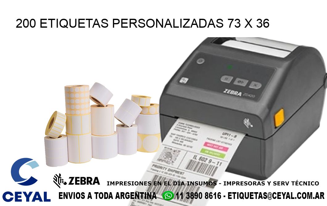 200 ETIQUETAS PERSONALIZADAS 73 x 36