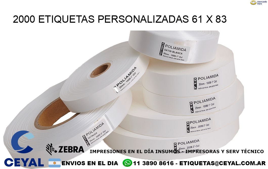 2000 ETIQUETAS PERSONALIZADAS 61 x 83