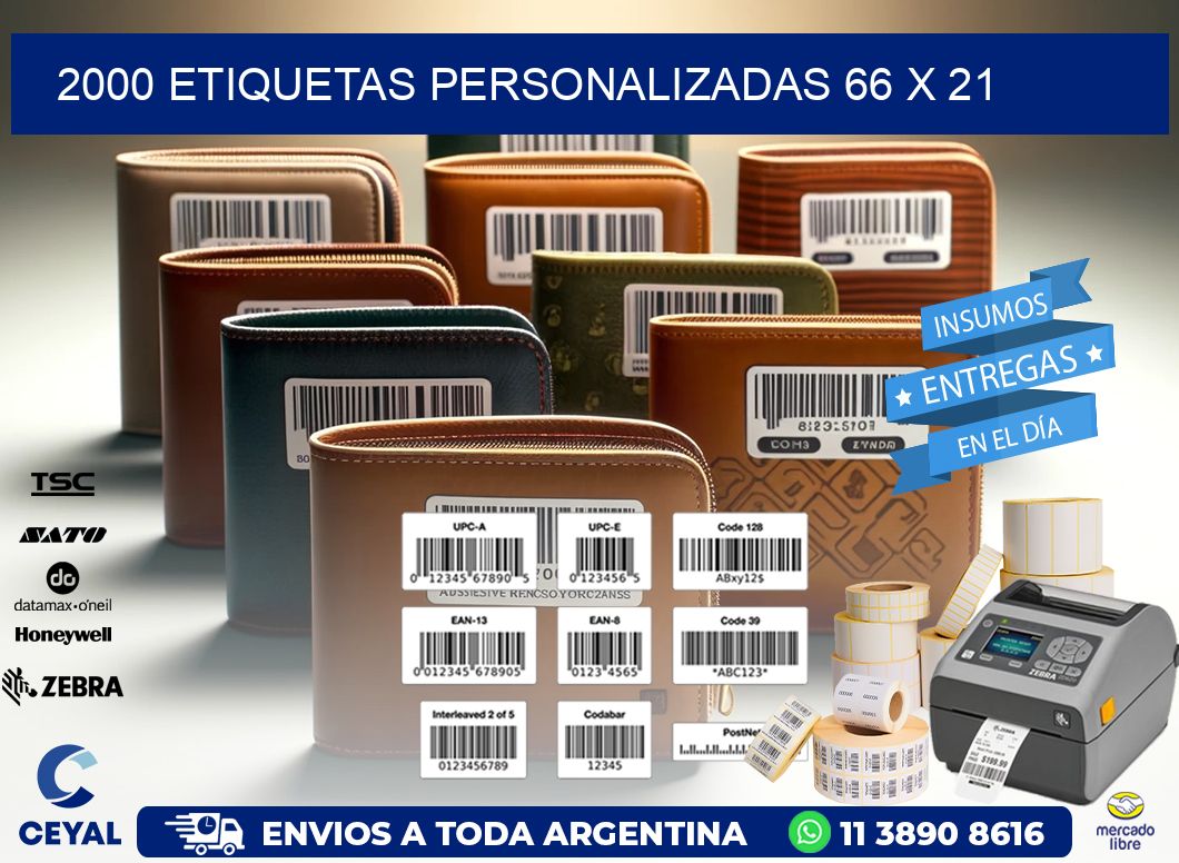 2000 ETIQUETAS PERSONALIZADAS 66 x 21