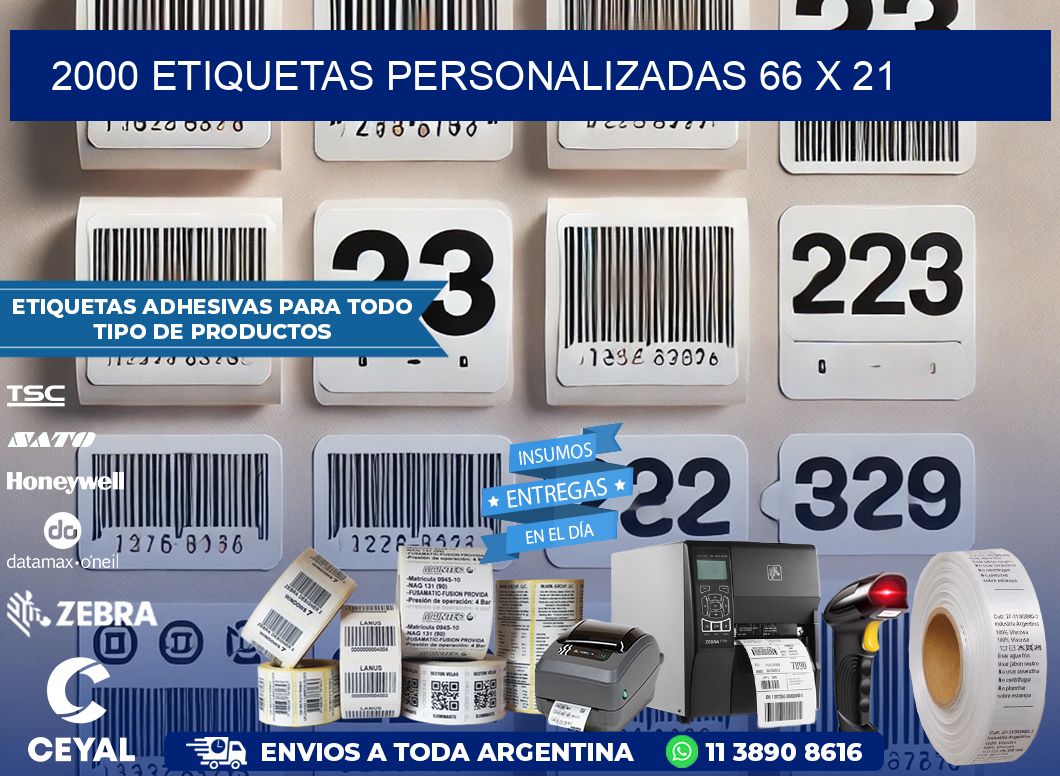 2000 ETIQUETAS PERSONALIZADAS 66 x 21