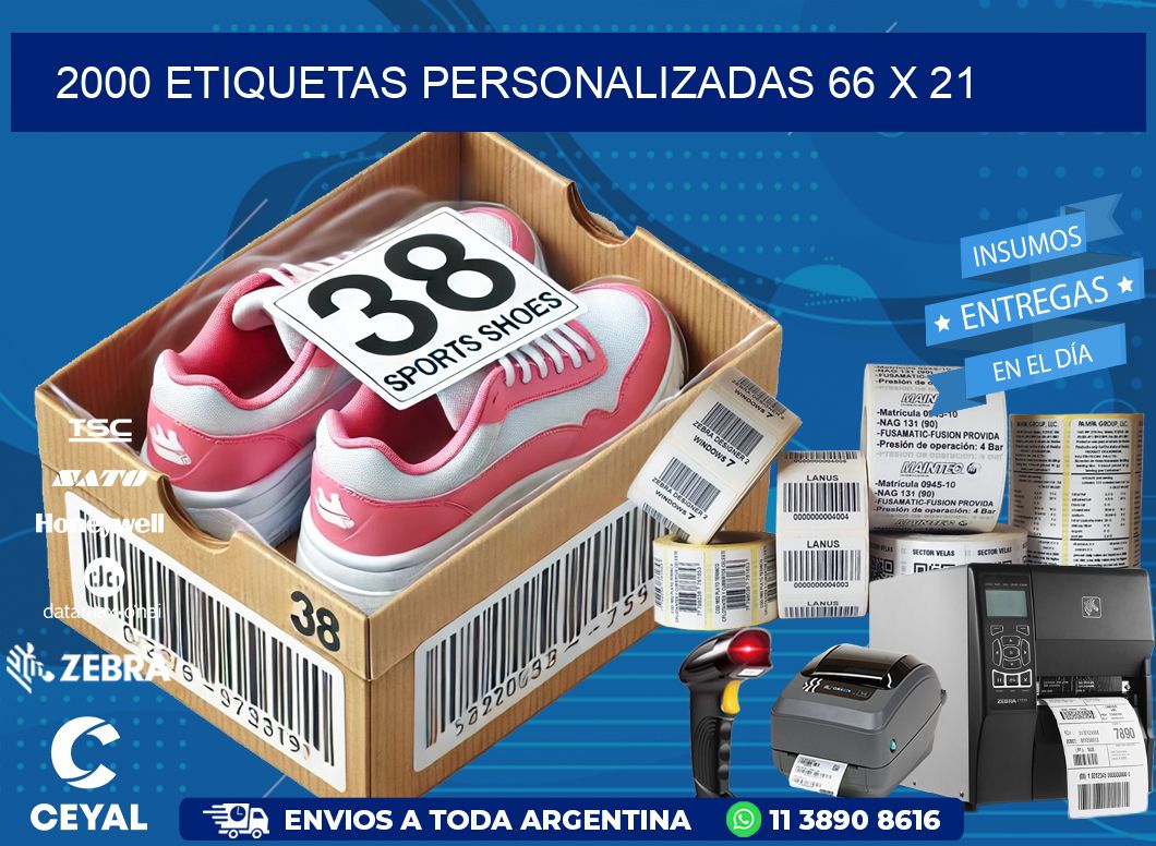 2000 ETIQUETAS PERSONALIZADAS 66 x 21