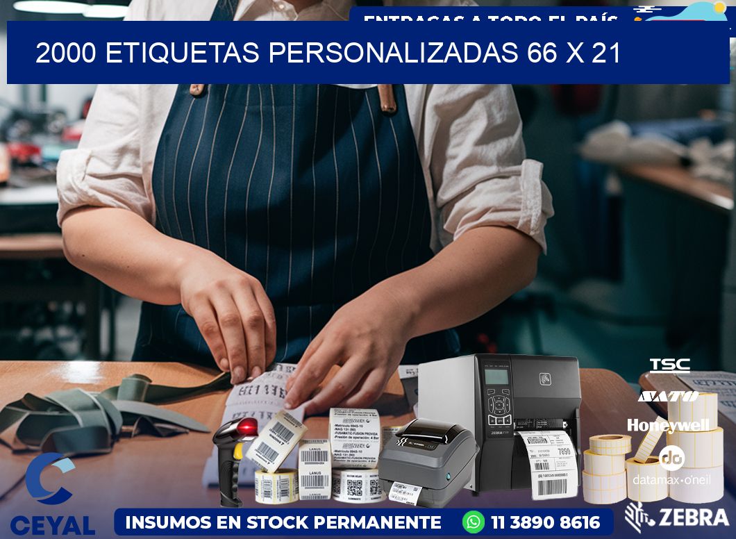 2000 ETIQUETAS PERSONALIZADAS 66 x 21