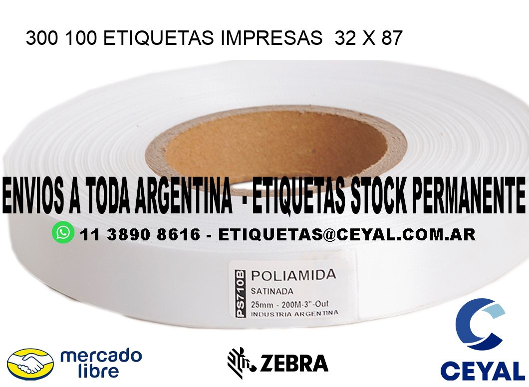 300 100 ETIQUETAS IMPRESAS  32 x 87