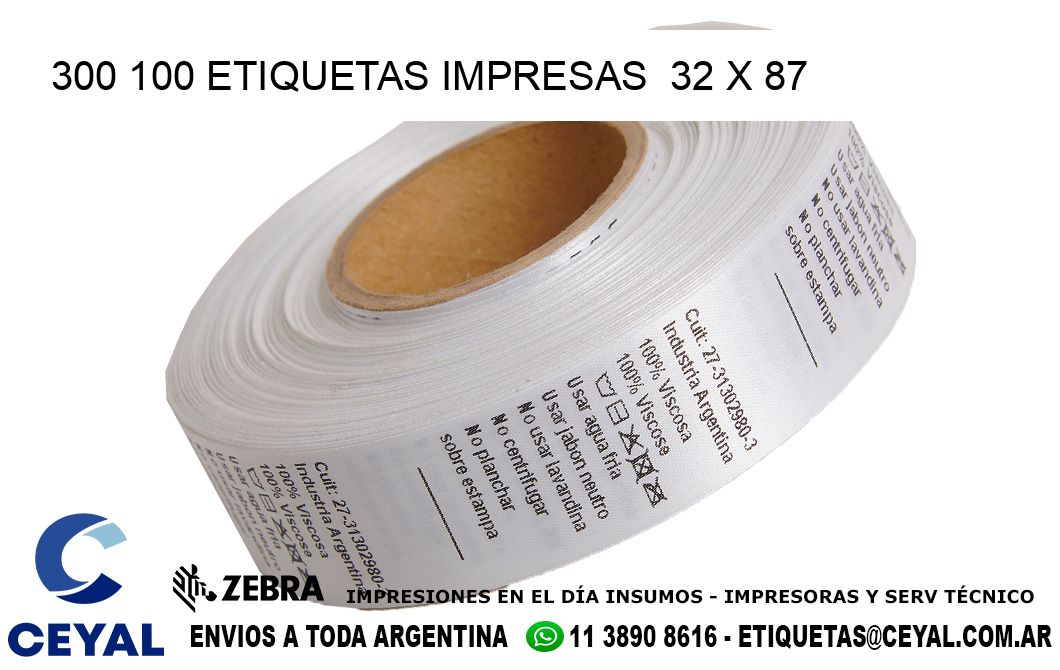 300 100 ETIQUETAS IMPRESAS  32 x 87