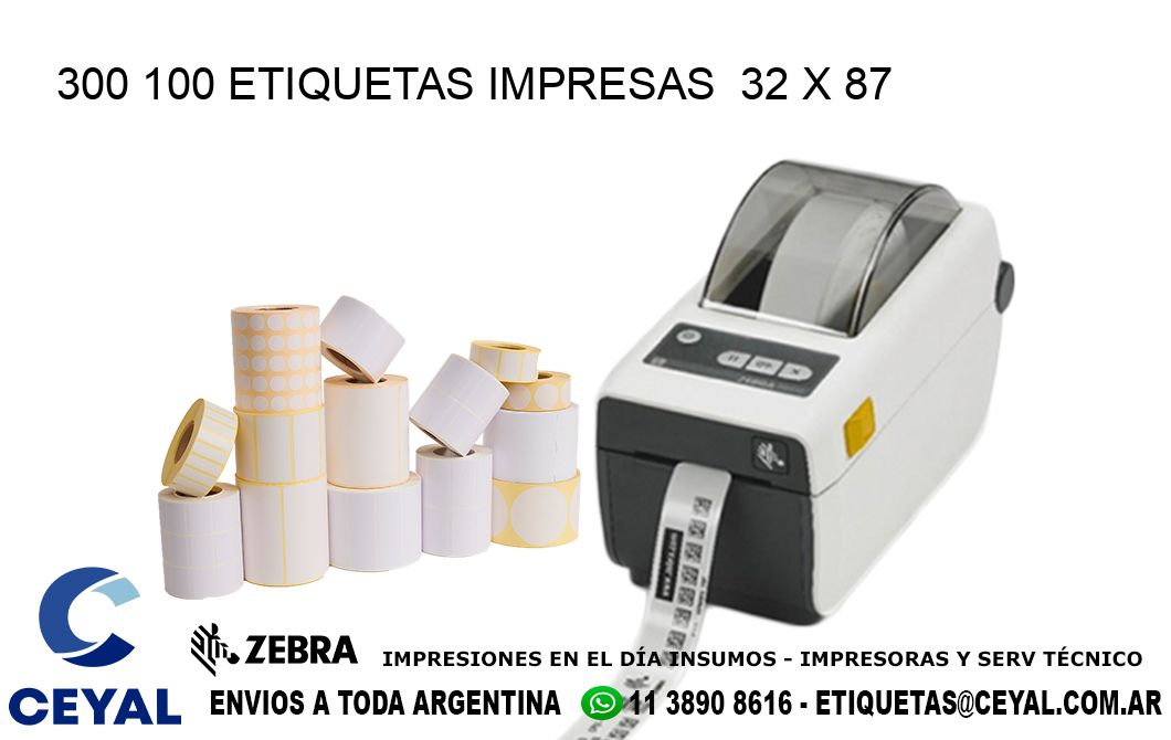 300 100 ETIQUETAS IMPRESAS  32 x 87