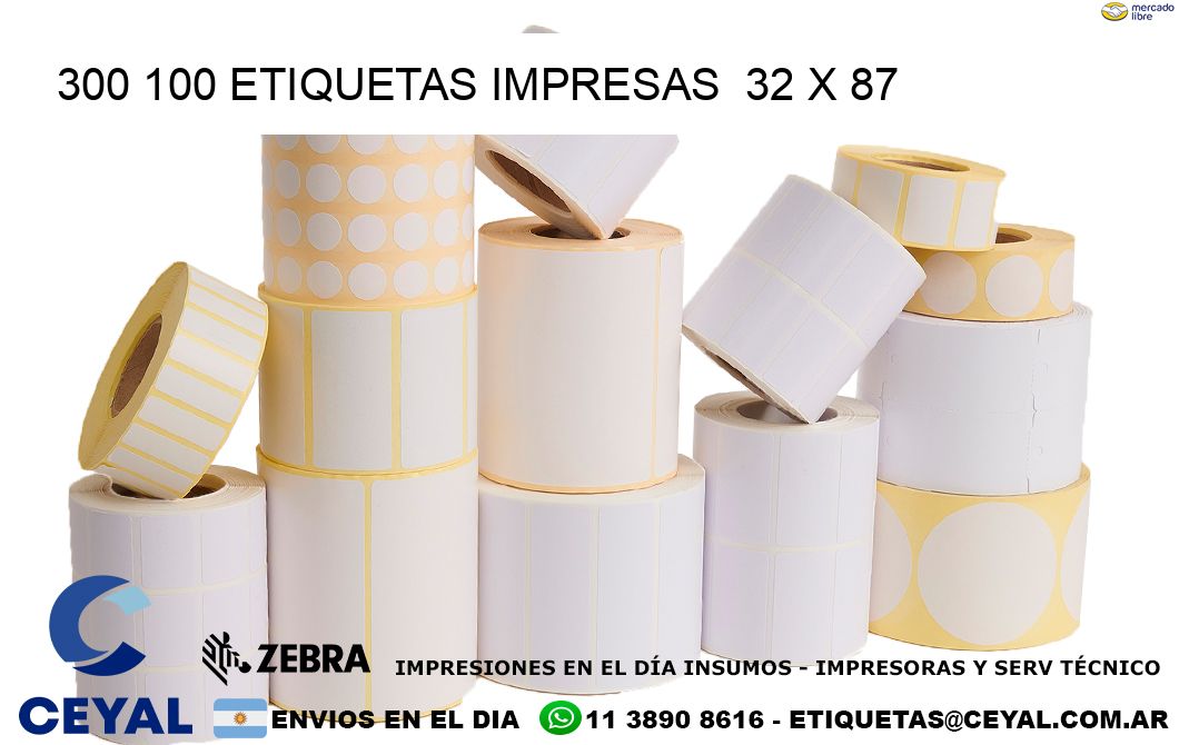 300 100 ETIQUETAS IMPRESAS  32 x 87