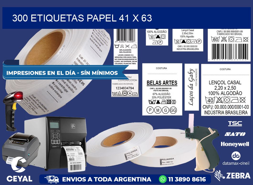 300 ETIQUETAS PAPEL 41 x 63