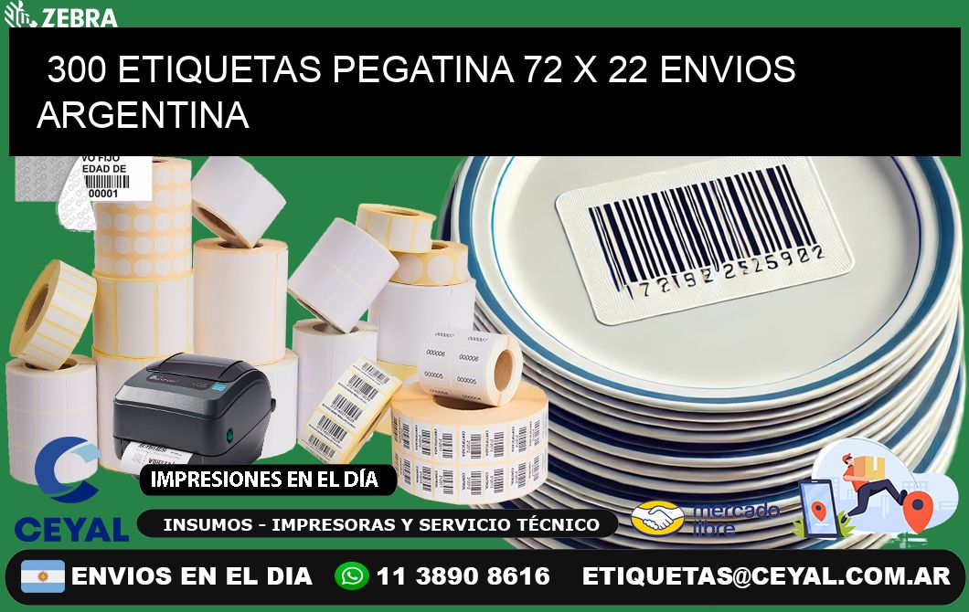 300 ETIQUETAS PEGATINA 72 x 22 ENVIOS ARGENTINA