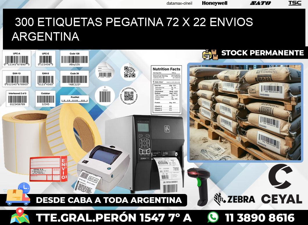 300 ETIQUETAS PEGATINA 72 x 22 ENVIOS ARGENTINA