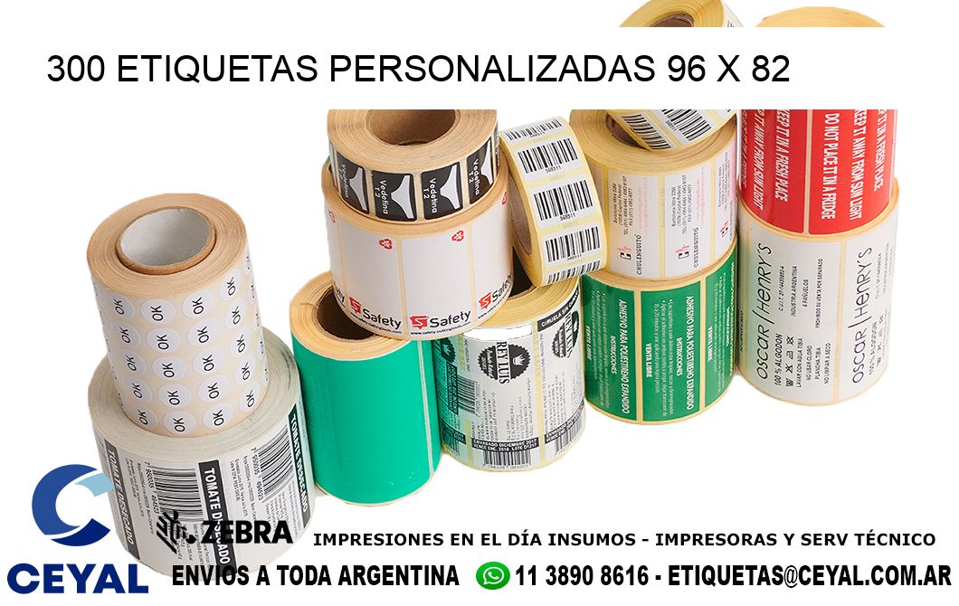 300 ETIQUETAS PERSONALIZADAS 96 x 82