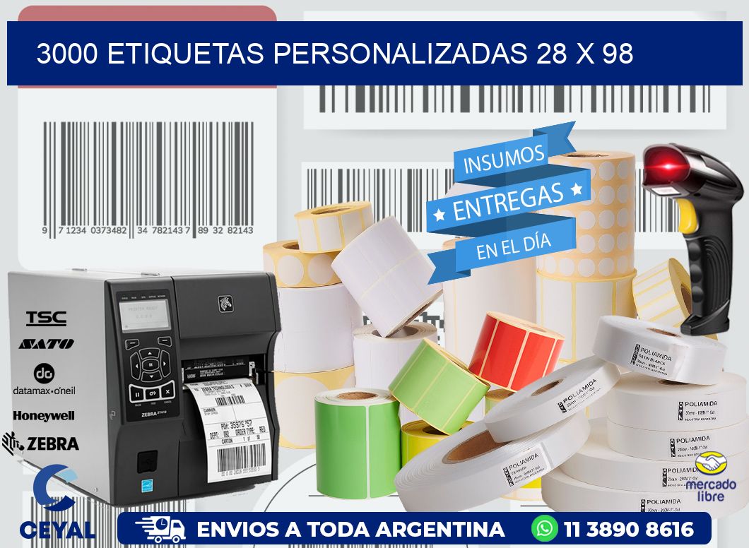 3000 ETIQUETAS PERSONALIZADAS 28 x 98