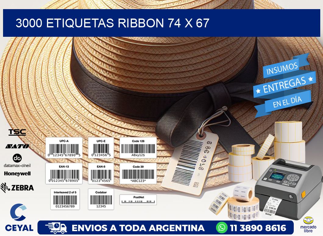 3000 ETIQUETAS RIBBON 74 x 67