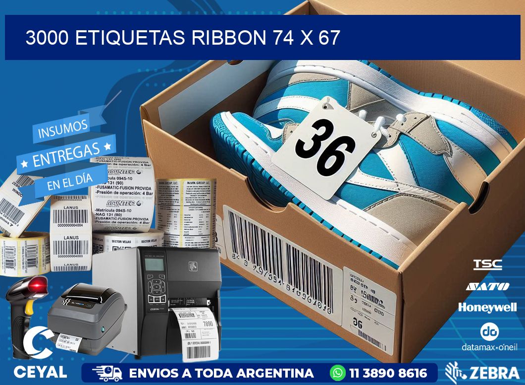 3000 ETIQUETAS RIBBON 74 x 67