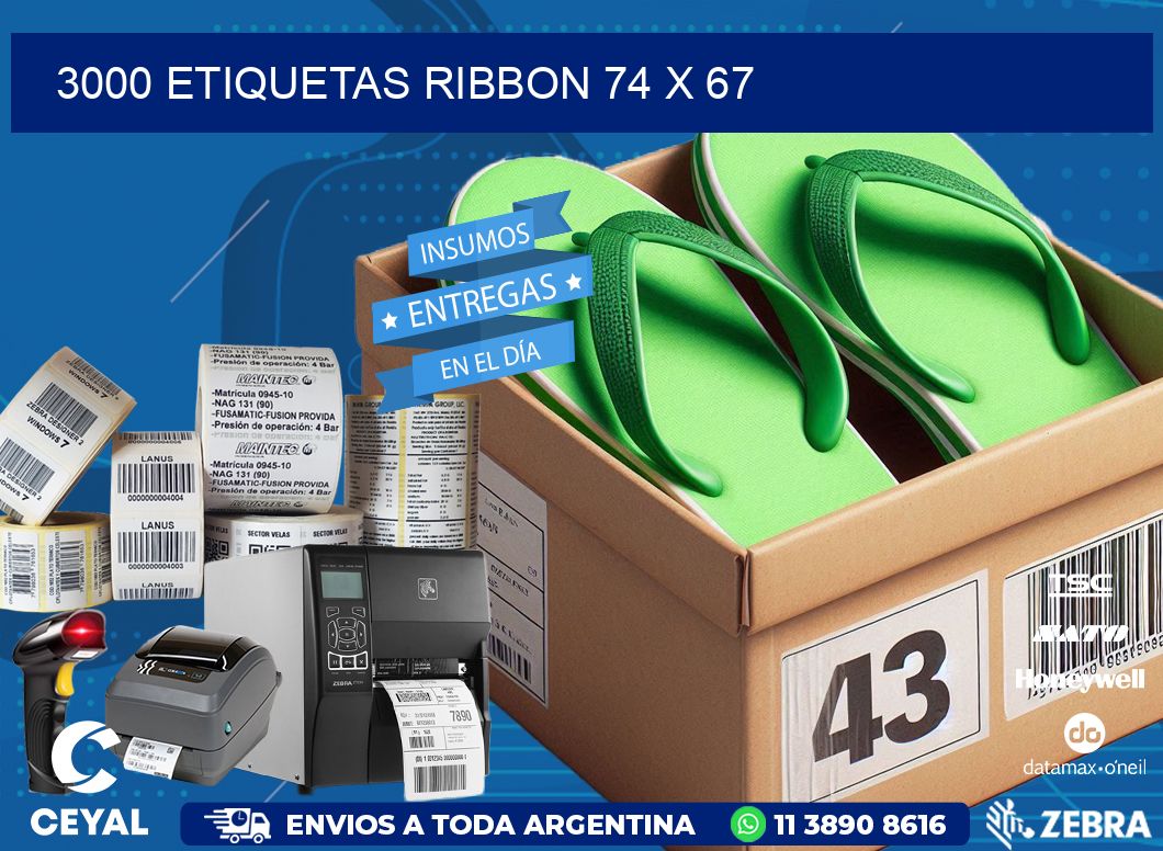 3000 ETIQUETAS RIBBON 74 x 67